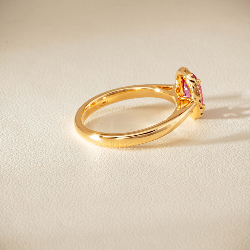 18ct Yellow Gold 1.02ct Pink Sapphire & Diamond Nina Ring - Ring - Walker & Hall