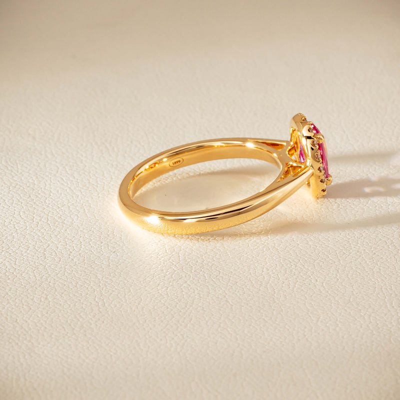 18ct Yellow Gold 1.02ct Pink Sapphire & Diamond Nina Ring - Ring - Walker & Hall