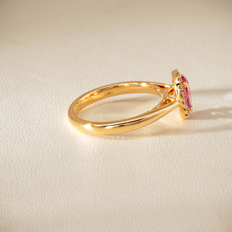 18ct Yellow Gold 1.02ct Pink Sapphire & Diamond Nina Ring - Ring - Walker & Hall