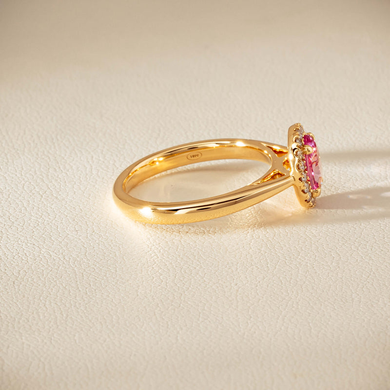 18ct Yellow Gold 1.02ct Pink Sapphire & Diamond Nina Ring - Ring - Walker & Hall