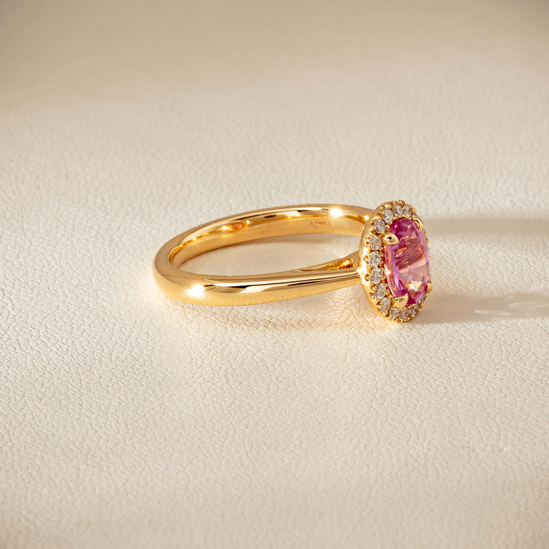 18ct Yellow Gold 1.02ct Pink Sapphire & Diamond Nina Ring - Ring - Walker & Hall