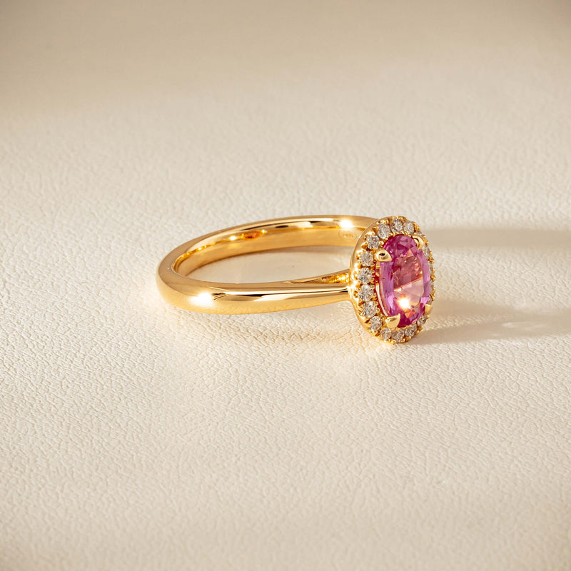 18ct Yellow Gold 1.02ct Pink Sapphire & Diamond Nina Ring - Ring - Walker & Hall