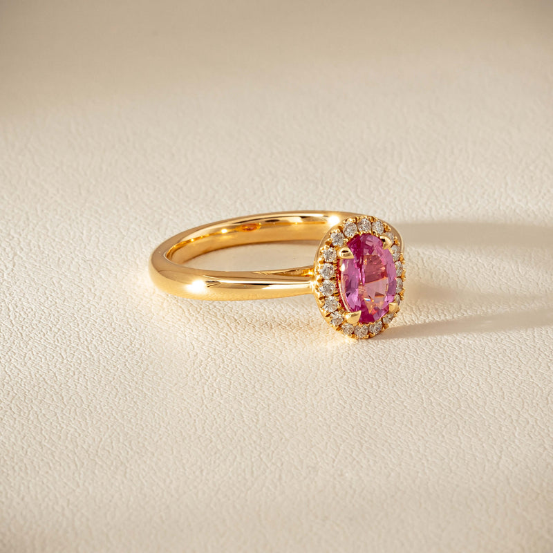18ct Yellow Gold 1.02ct Pink Sapphire & Diamond Nina Ring - Ring - Walker & Hall