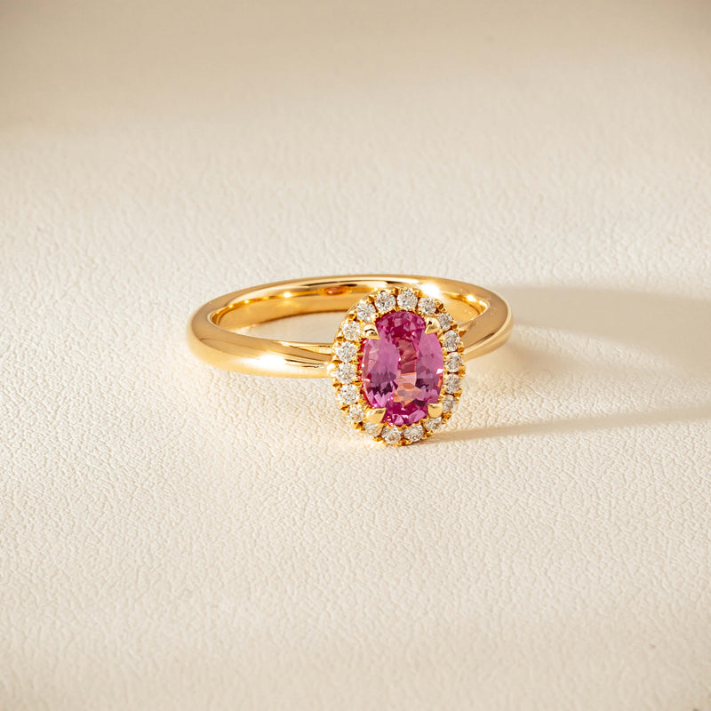 18ct Yellow Gold 1.02ct Pink Sapphire & Diamond Nina Ring - Ring - Walker & Hall
