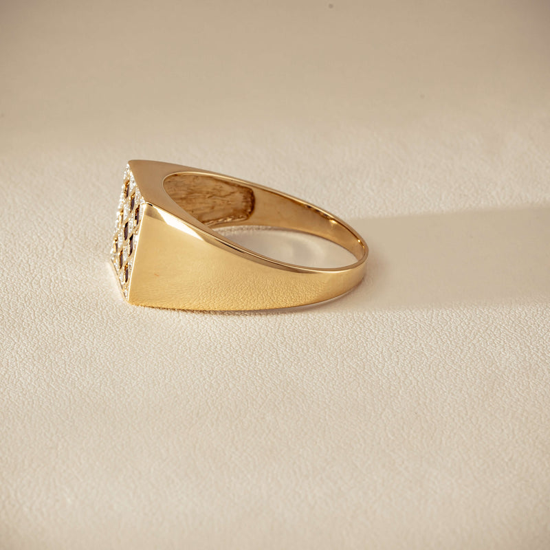 Deja Vu 9ct Yellow Gold Sapphire & Diamond Signet Ring - Ring - Walker & Hall