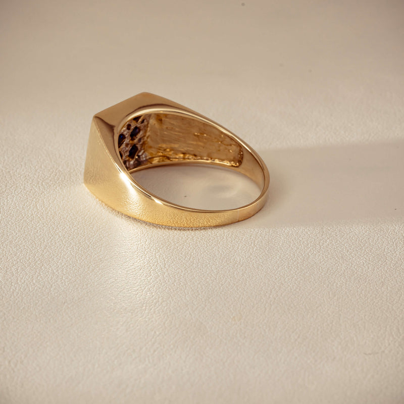 Deja Vu 9ct Yellow Gold Sapphire & Diamond Signet Ring - Ring - Walker & Hall
