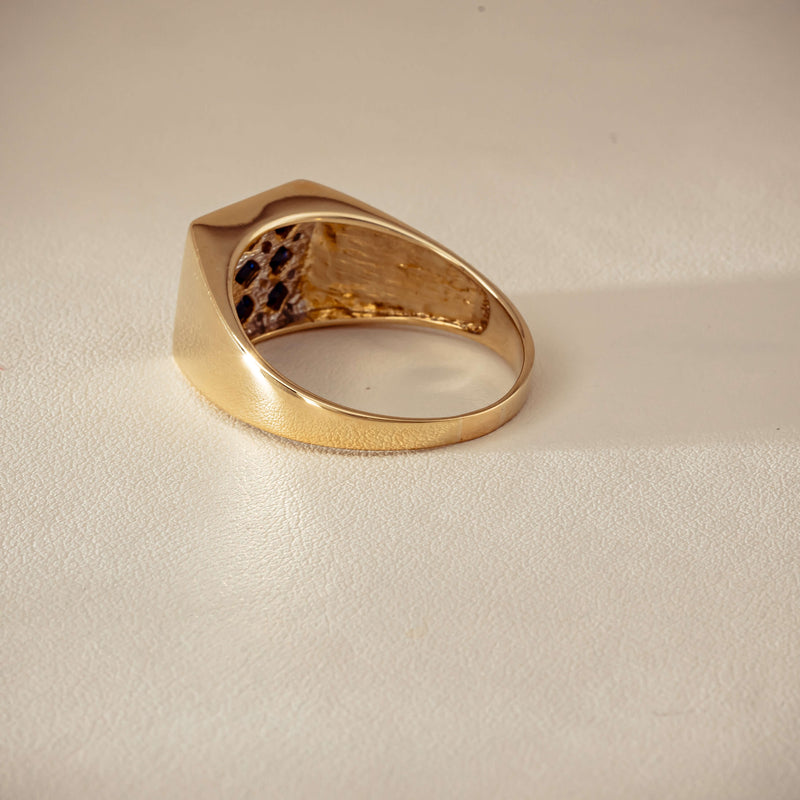 Deja Vu 9ct Yellow Gold Sapphire & Diamond Signet Ring - Ring - Walker & Hall