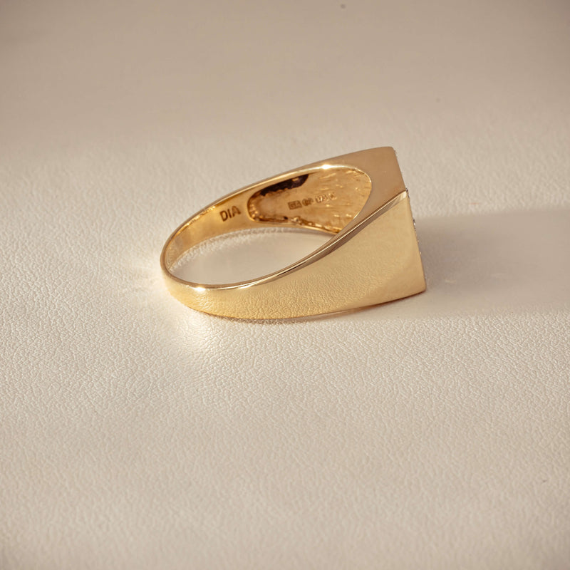 Deja Vu 9ct Yellow Gold Sapphire & Diamond Signet Ring - Ring - Walker & Hall