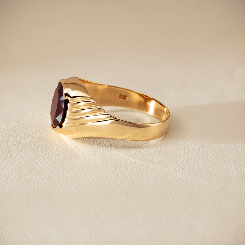 Deja Vu 9ct Yellow Gold 5.00ct Oval Garnet Mens Ring - Ring - Walker & Hall