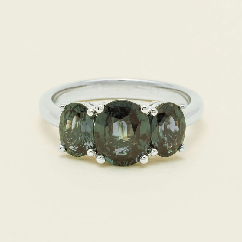 18ct White Gold 4.31ct Green Sapphire Odyssey Ring - Ring - Walker & Hall