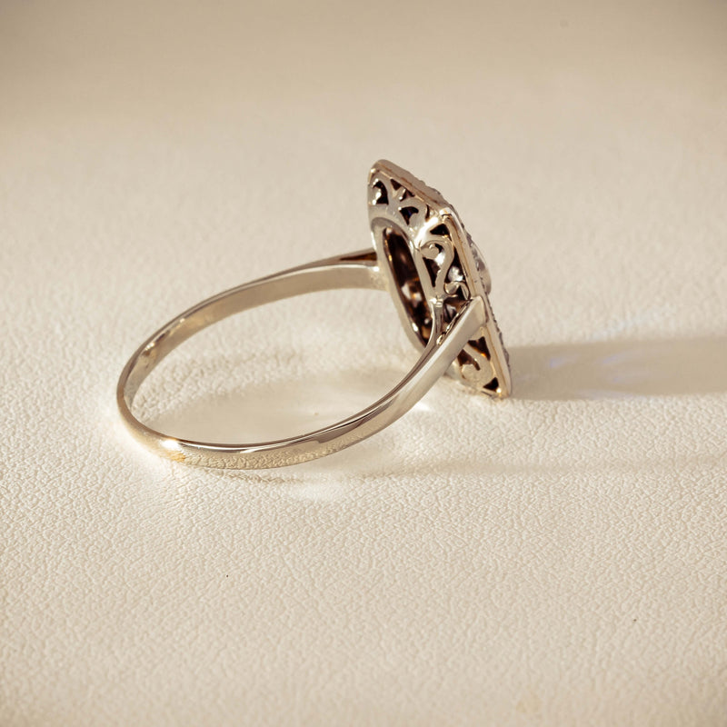 Vintage 15ct/18ct White Gold Diamond & Sapphire Ring - Ring - Walker & Hall