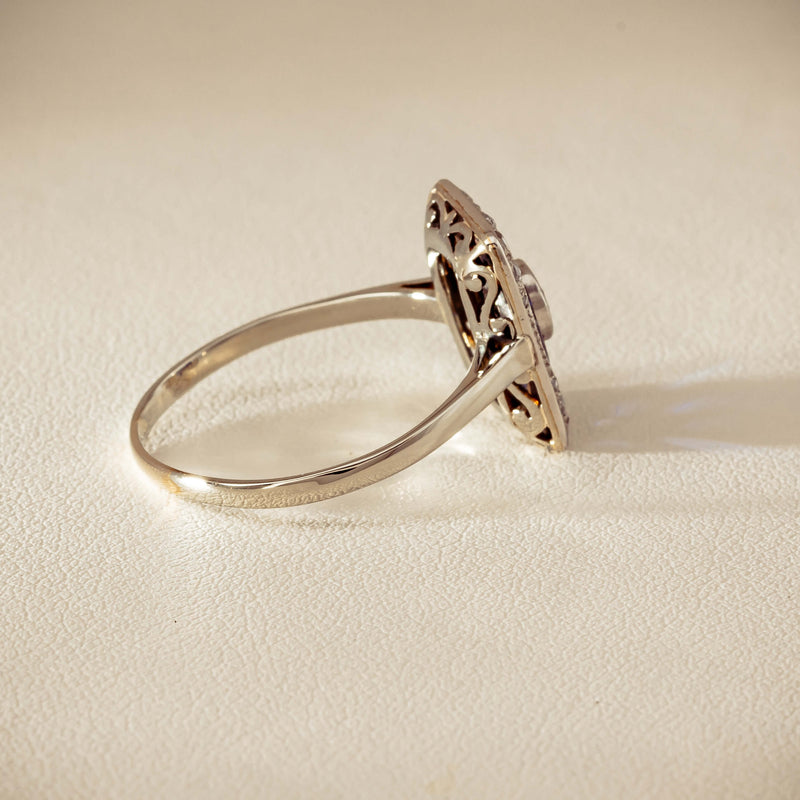Vintage 15ct/18ct White Gold Diamond & Sapphire Ring - Ring - Walker & Hall