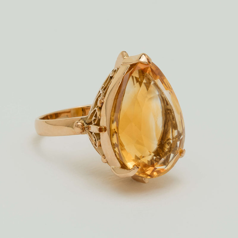 Deja Vu 18ct Rose Gold 5.50ct Pear Citrine Ring