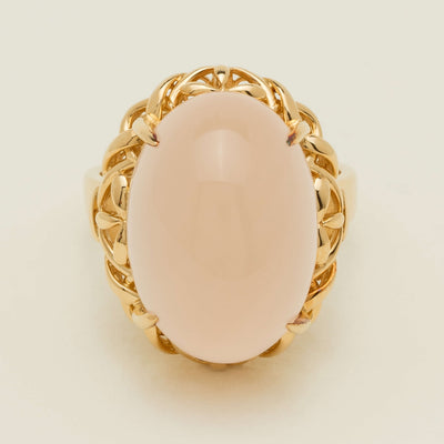 Deja Vu 18ct Yellow Gold Rose Quartz Cocktail Ring