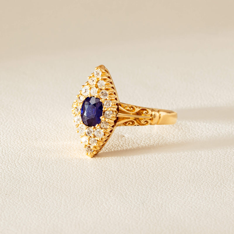 Deja Vu 18ct Yellow Gold .50ct Sapphire Marquise Ring - Ring - Walker & Hall