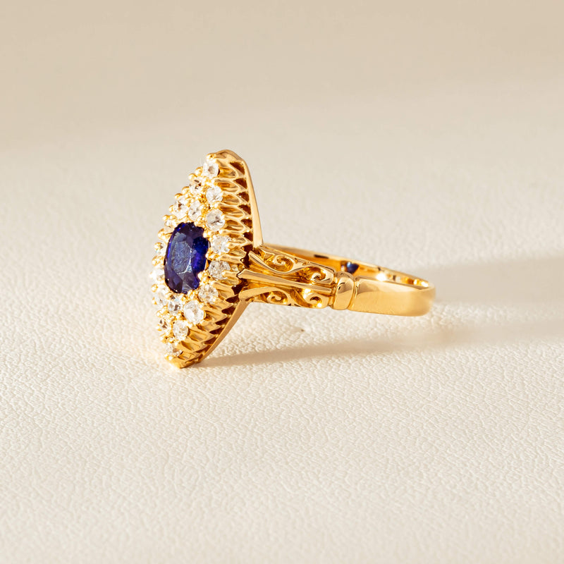 Deja Vu 18ct Yellow Gold .50ct Sapphire Marquise Ring - Ring - Walker & Hall