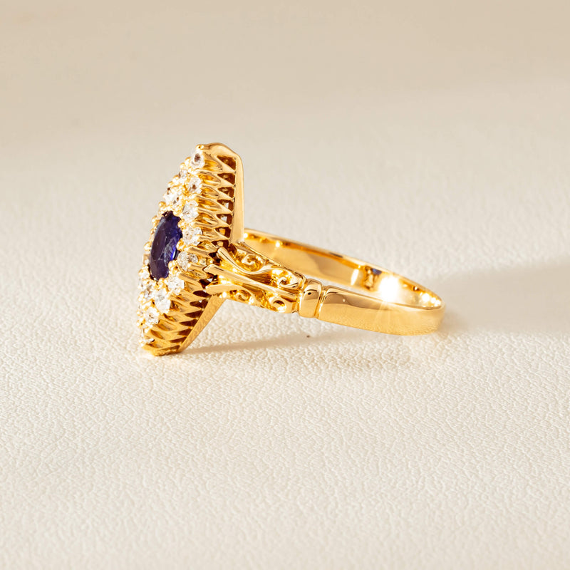 Deja Vu 18ct Yellow Gold .50ct Sapphire Marquise Ring - Ring - Walker & Hall