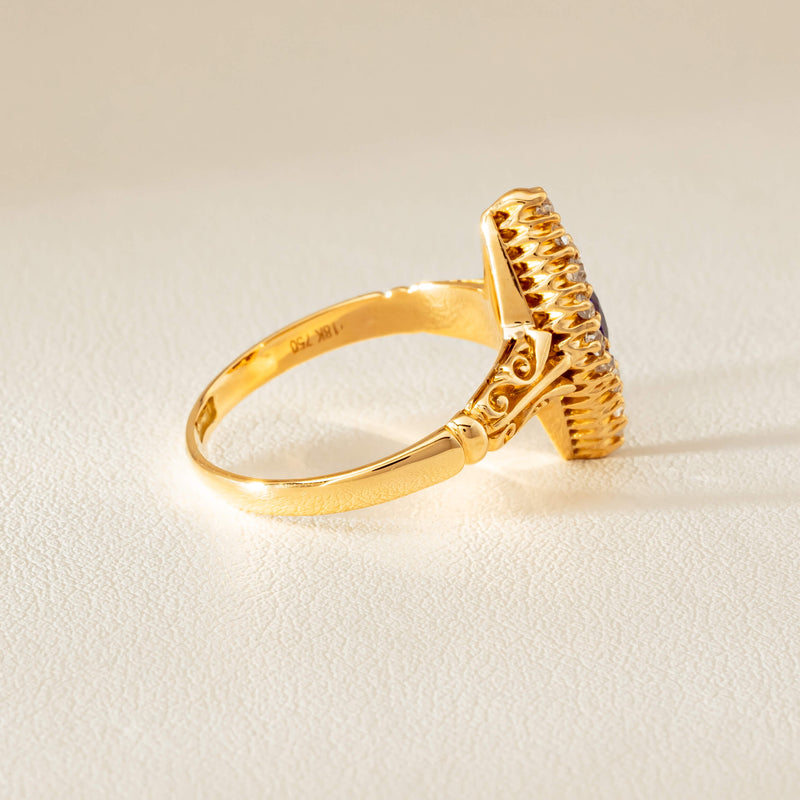 Deja Vu 18ct Yellow Gold .50ct Sapphire Marquise Ring - Ring - Walker & Hall