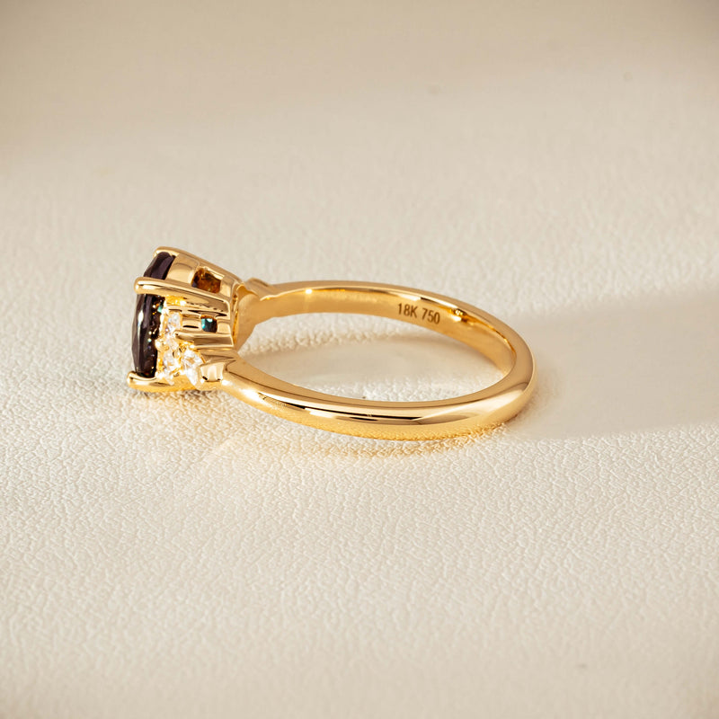 18ct Yellow Gold 2.20ct Green Sapphire & Diamond Oriana Ring