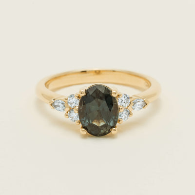 18ct Yellow Gold 2.20ct Green Sapphire & Diamond Oriana Ring