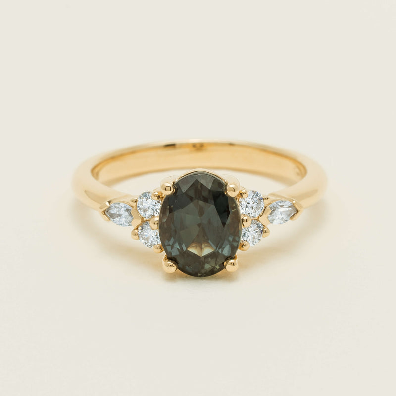 18ct Yellow Gold 2.20ct Green Sapphire & Diamond Oriana Ring