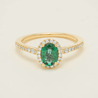 18ct Yellow Gold .72ct Emerald & Diamond Mini Sierra Ring