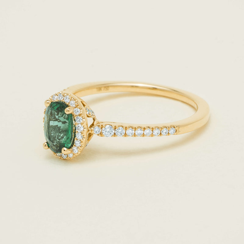 18ct Yellow Gold .72ct Emerald & Diamond Mini Sierra Ring