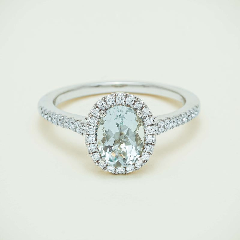 18ct White Gold 1.15ct Aquamarine & Diamond Sierra Ring