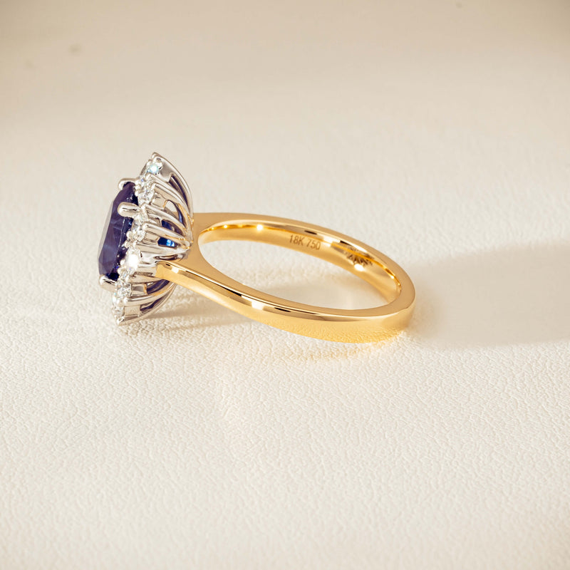 18ct Yellow Gold 3.72ct Sapphire & Diamond Belle Ring - Ring - Walker & Hall