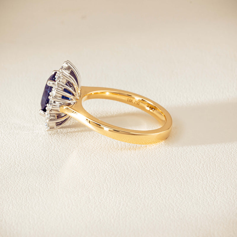 18ct Yellow Gold 3.72ct Sapphire & Diamond Belle Ring - Ring - Walker & Hall