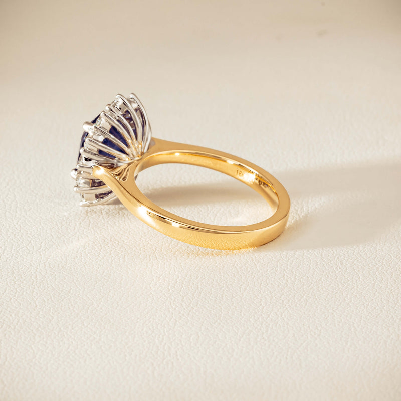 18ct Yellow Gold 3.72ct Sapphire & Diamond Belle Ring - Ring - Walker & Hall