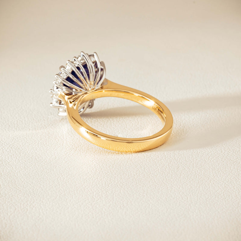18ct Yellow Gold 3.72ct Sapphire & Diamond Belle Ring - Ring - Walker & Hall