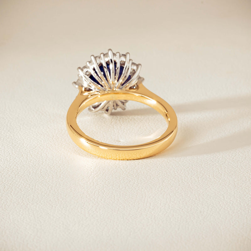 18ct Yellow Gold 3.72ct Sapphire & Diamond Belle Ring - Ring - Walker & Hall