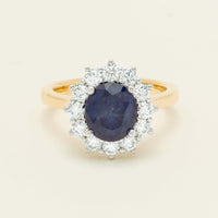 18ct Yellow Gold 3.72ct Sapphire & Diamond Belle Ring - Ring - Walker & Hall