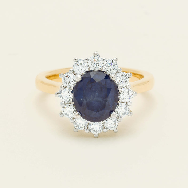 18ct Yellow Gold 3.72ct Sapphire & Diamond Belle Ring - Ring - Walker & Hall