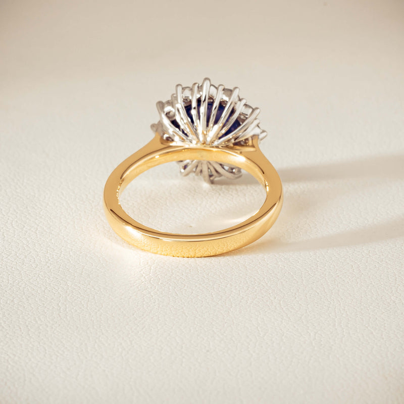 18ct Yellow Gold 3.72ct Sapphire & Diamond Belle Ring - Ring - Walker & Hall