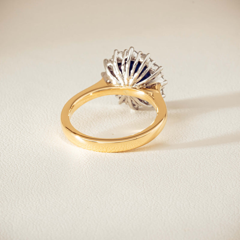 18ct Yellow Gold 3.72ct Sapphire & Diamond Belle Ring - Ring - Walker & Hall