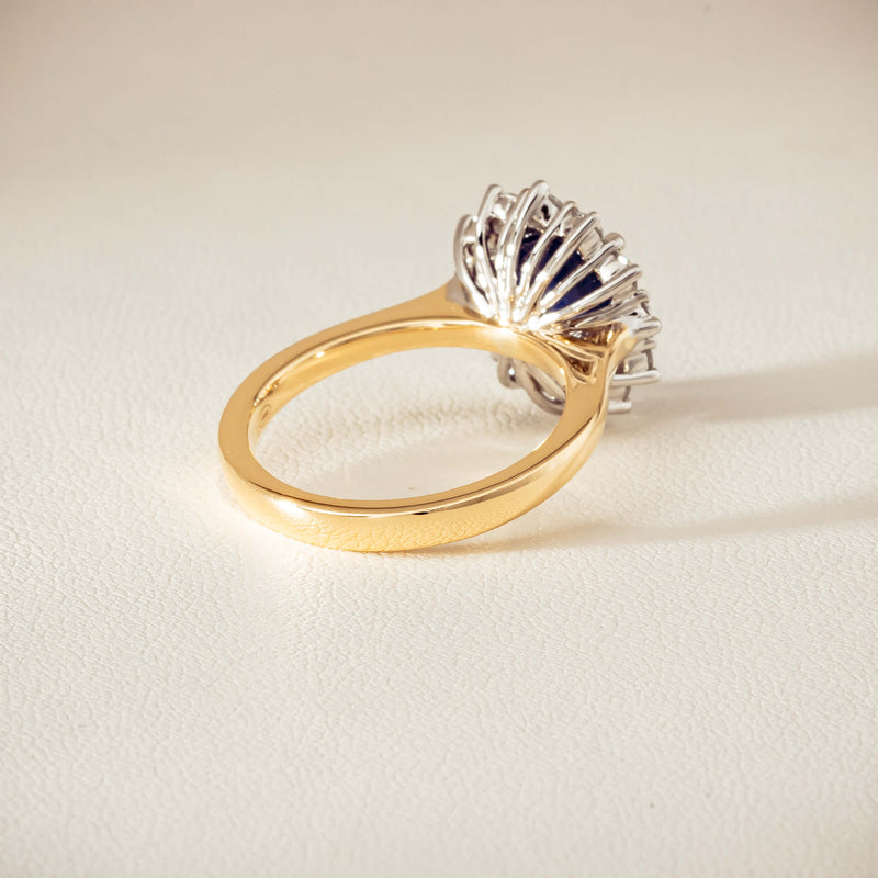18ct Yellow Gold 3.72ct Sapphire & Diamond Belle Ring - Ring - Walker & Hall