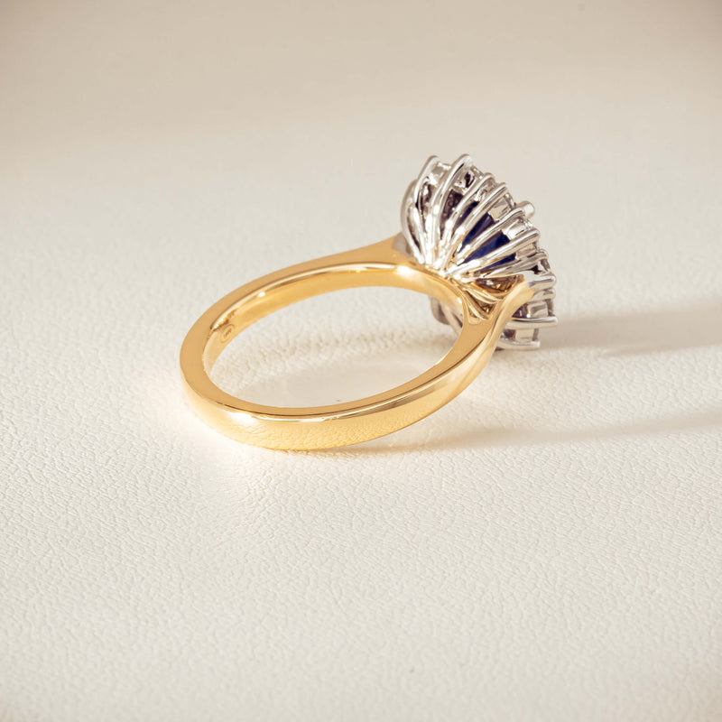 18ct Yellow Gold 3.72ct Sapphire & Diamond Belle Ring - Ring - Walker & Hall