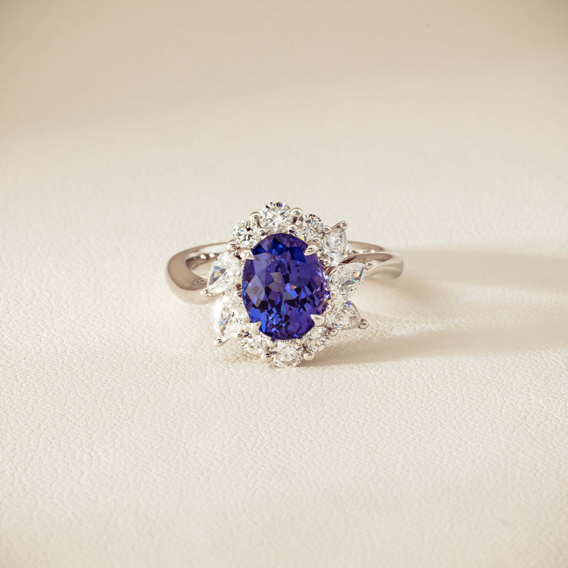 18ct White Gold 2.74ct Tanzanite & Diamond Seraphine Ring - Ring - Walker & Hall