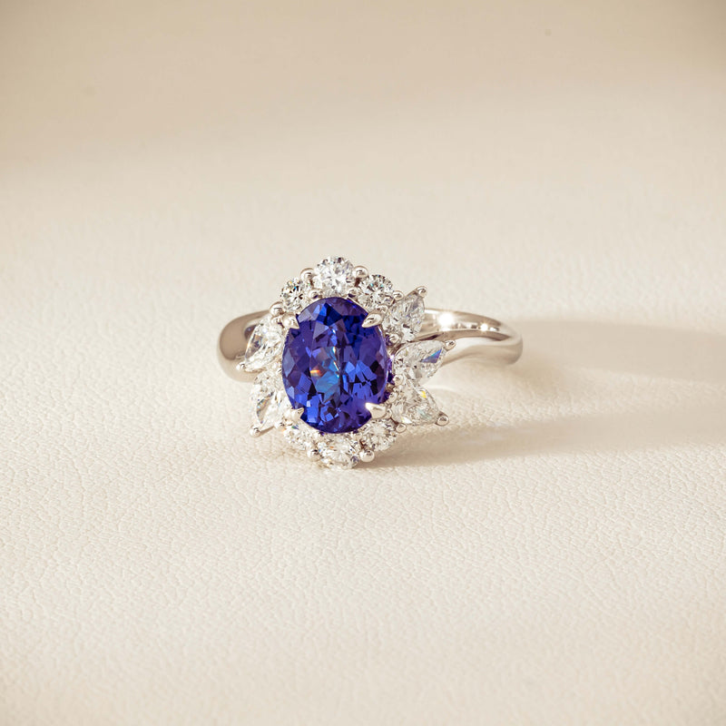 18ct White Gold 2.74ct Tanzanite & Diamond Seraphine Ring - Ring - Walker & Hall