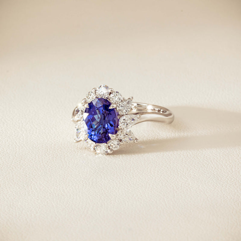 18ct White Gold 2.74ct Tanzanite & Diamond Seraphine Ring - Ring - Walker & Hall
