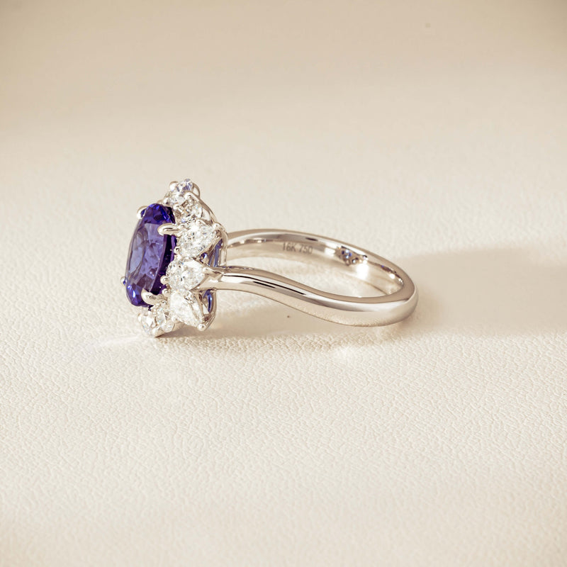 18ct White Gold 2.74ct Tanzanite & Diamond Seraphine Ring - Ring - Walker & Hall