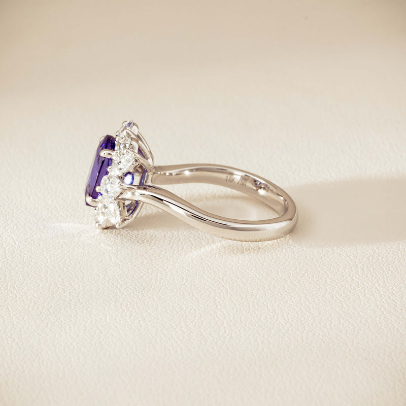 18ct White Gold 2.74ct Tanzanite & Diamond Seraphine Ring - Ring - Walker & Hall