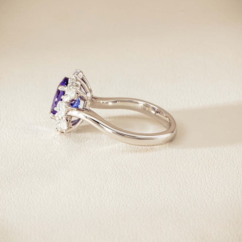 18ct White Gold 2.74ct Tanzanite & Diamond Seraphine Ring - Ring - Walker & Hall