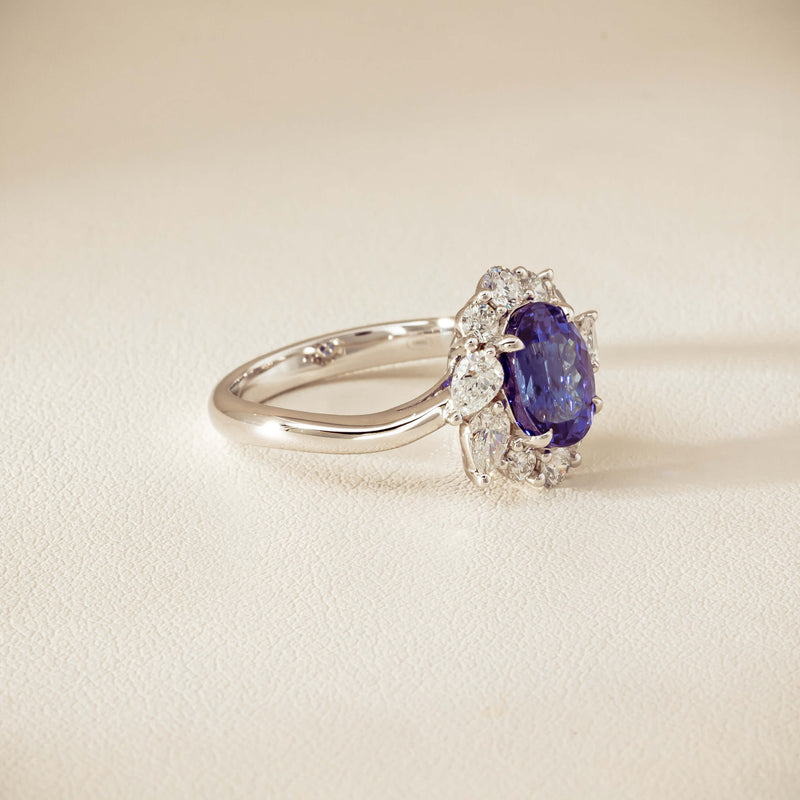 18ct White Gold 2.74ct Tanzanite & Diamond Seraphine Ring - Ring - Walker & Hall