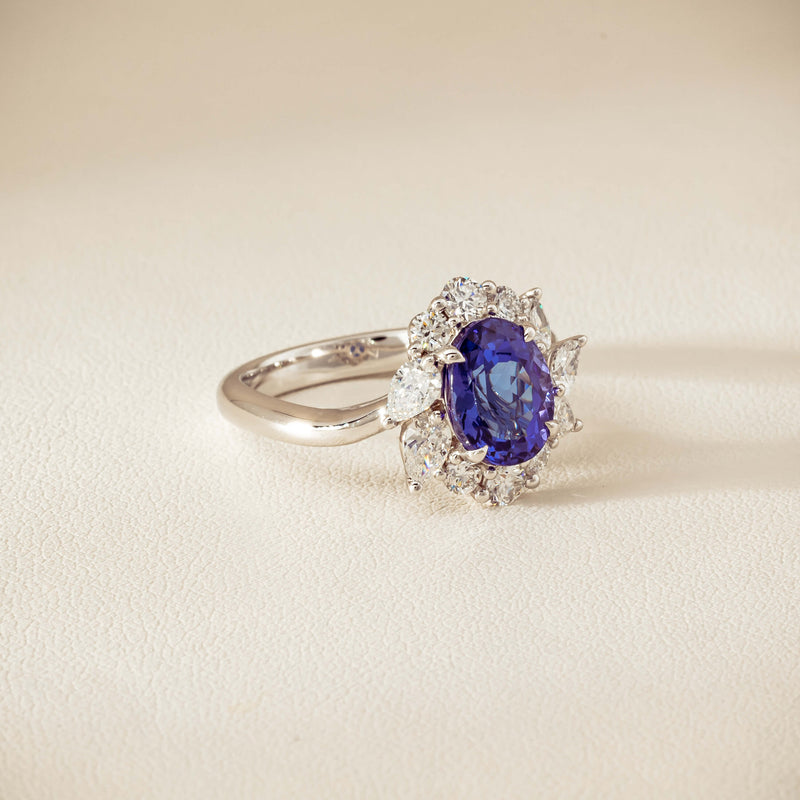 18ct White Gold 2.74ct Tanzanite & Diamond Seraphine Ring - Ring - Walker & Hall