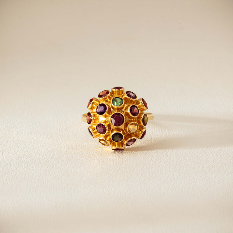 Vintage 18ct Yellow Gold Gem-Set Sputnik Ring