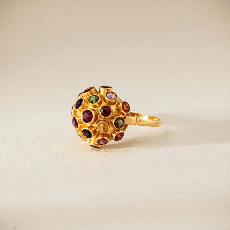 Vintage 18ct Yellow Gold Gem-Set Sputnik Ring