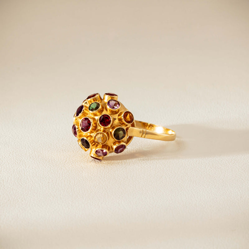 Vintage 18ct Yellow Gold Gem-Set Sputnik Ring